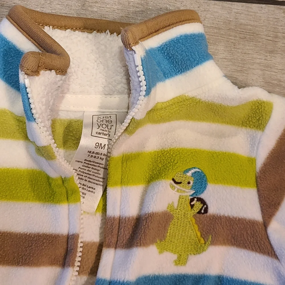 🦔Baby Dino Striped fleece zip up🌻